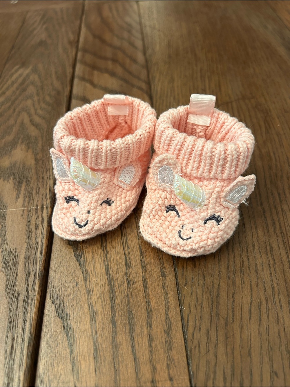 Pink Knit Unicorn Baby Booties - Soft Crochet Slippers